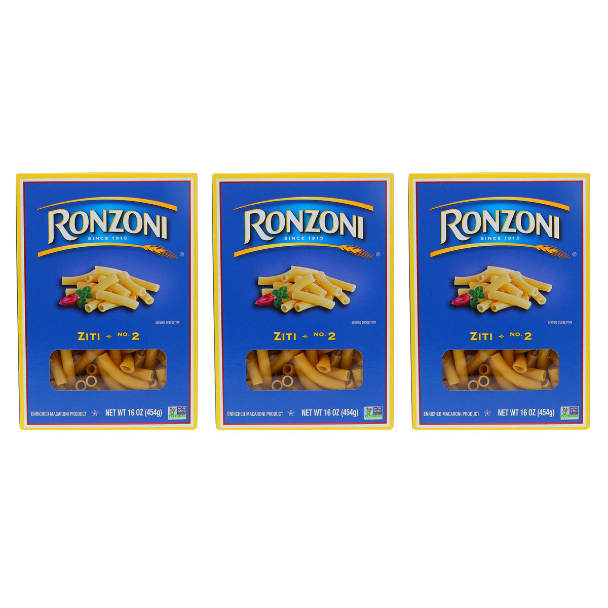 Ronzoni Ziti Non GMO 16 Oz. Pack Of 3.