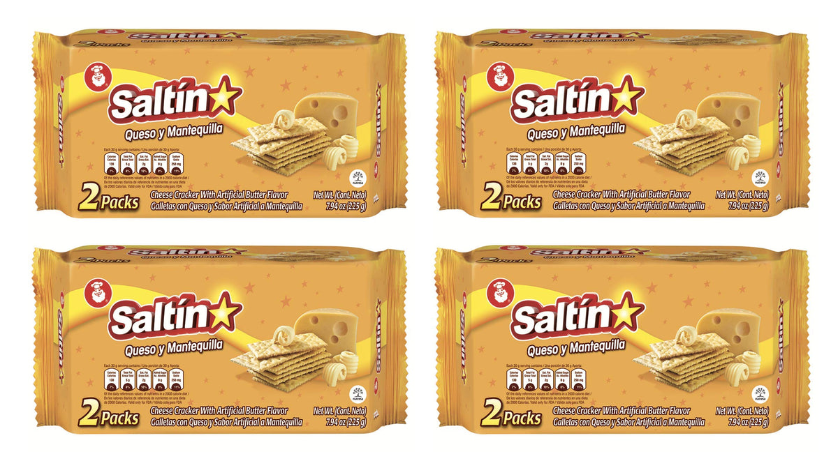 Saltin Noel Cheese and Butter Crackers | Perfect Blend of Cheese & Butter | 7.93 Oz (Pack of 4)