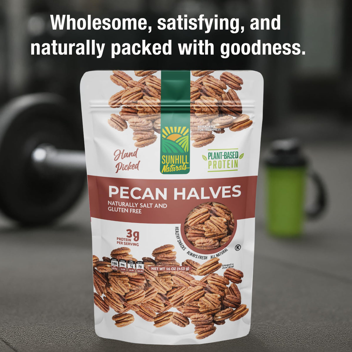 Sunhill Naturals Raw Pecan Halves | Premium Unsalted Pecan Nuts | Healthy Snacking | Fresh Fancy Junior Mammoth Halves