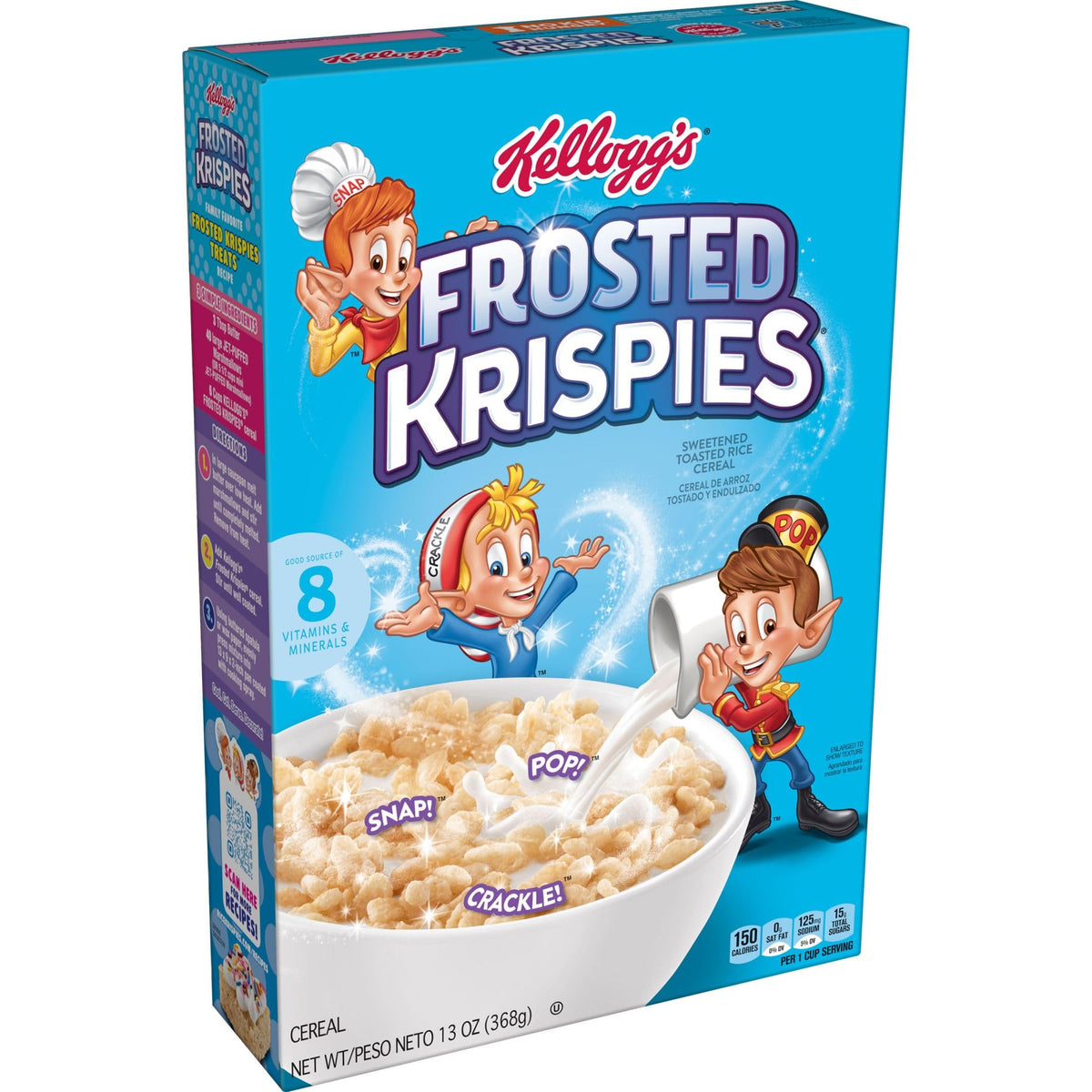 Rice Krispies Kellogg's Frosted Krispies Breakfast Cereal,Kids Snacks,Baking Marshmallow Treats,Original,13oz Box (1 Box)