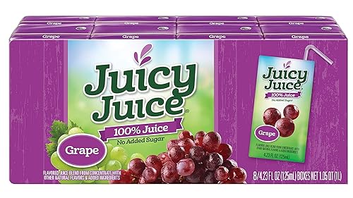 Juicy Juice Grape Juice Single Serve Fun Box, 33.84 Fluid Ounce -- 5 per case.