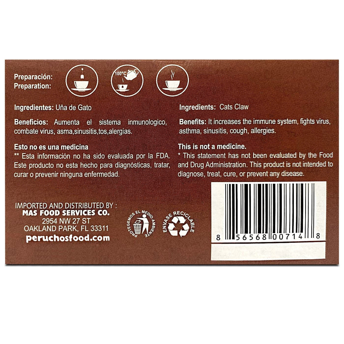 Peruchef Te Una de Gato 60 sobres | 60 tea bags Cats claw Tea 3 Pack
