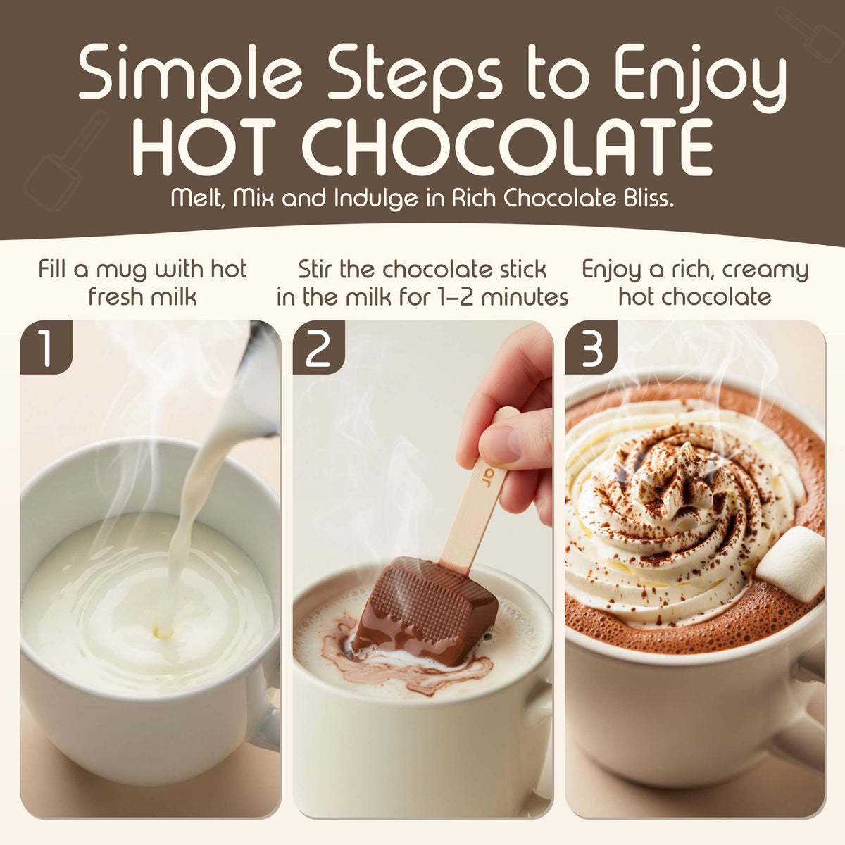 Popbar - Hot Chocolate Sticks - 50 Pack Bulk Case - Ideal for Holidays, Birthdays, Corporate Office Gifts, Stocking Stuffers, Thanksgiving, Christmas