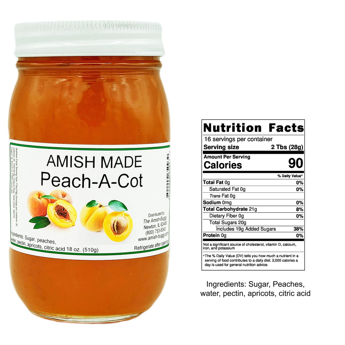 Amish Jam - Two 16 Oz Jars (Peach-A-Cot)
