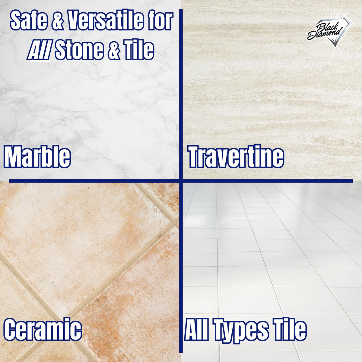 Black Diamond Stoneworks Marble & Tile Floor Cleaner Concentrate, pH Neutral, Streak-Free & No-Rinse Formula for Granite, Travertine, Limestone