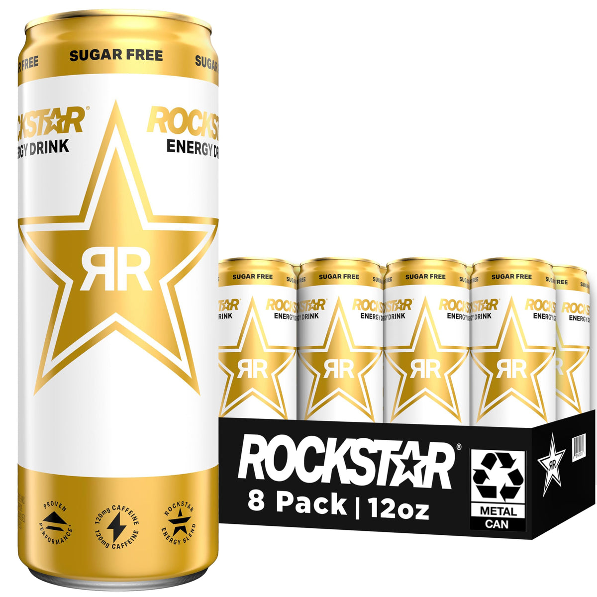 Rockstar Energy Drink, Sugar Free, 12oz Sleek Cans (8 Pack)