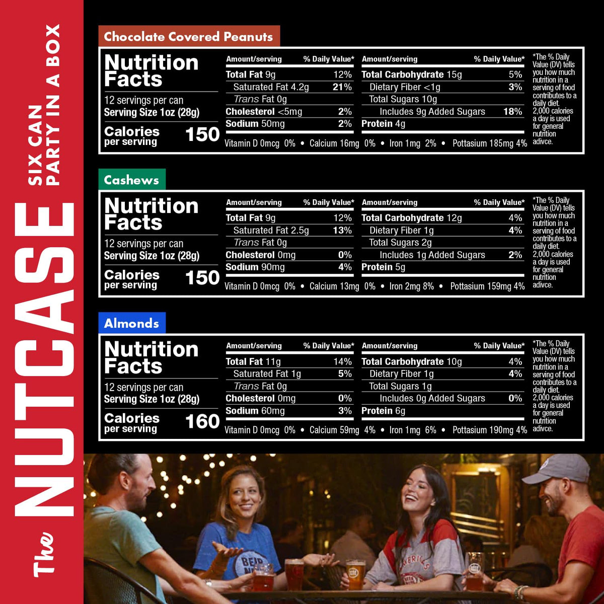 Beer Nuts Brand Snacks, Original Nutcase, Perfect for Gifting, Original Peanuts, Original Bar Mix, Cashews, Almonds, Sweet & Spicy Bar Mix, Resealable