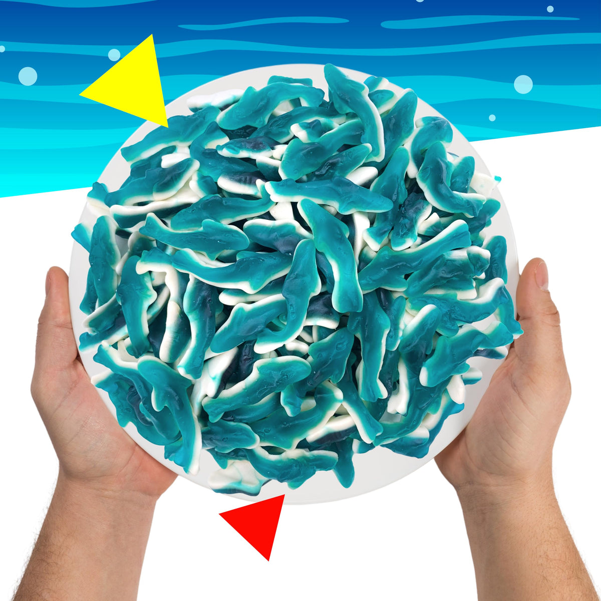 Blue Sharks Gummy Candy | 2 Pound Pack | Blue Raspberry and Marshmallow Flavor
