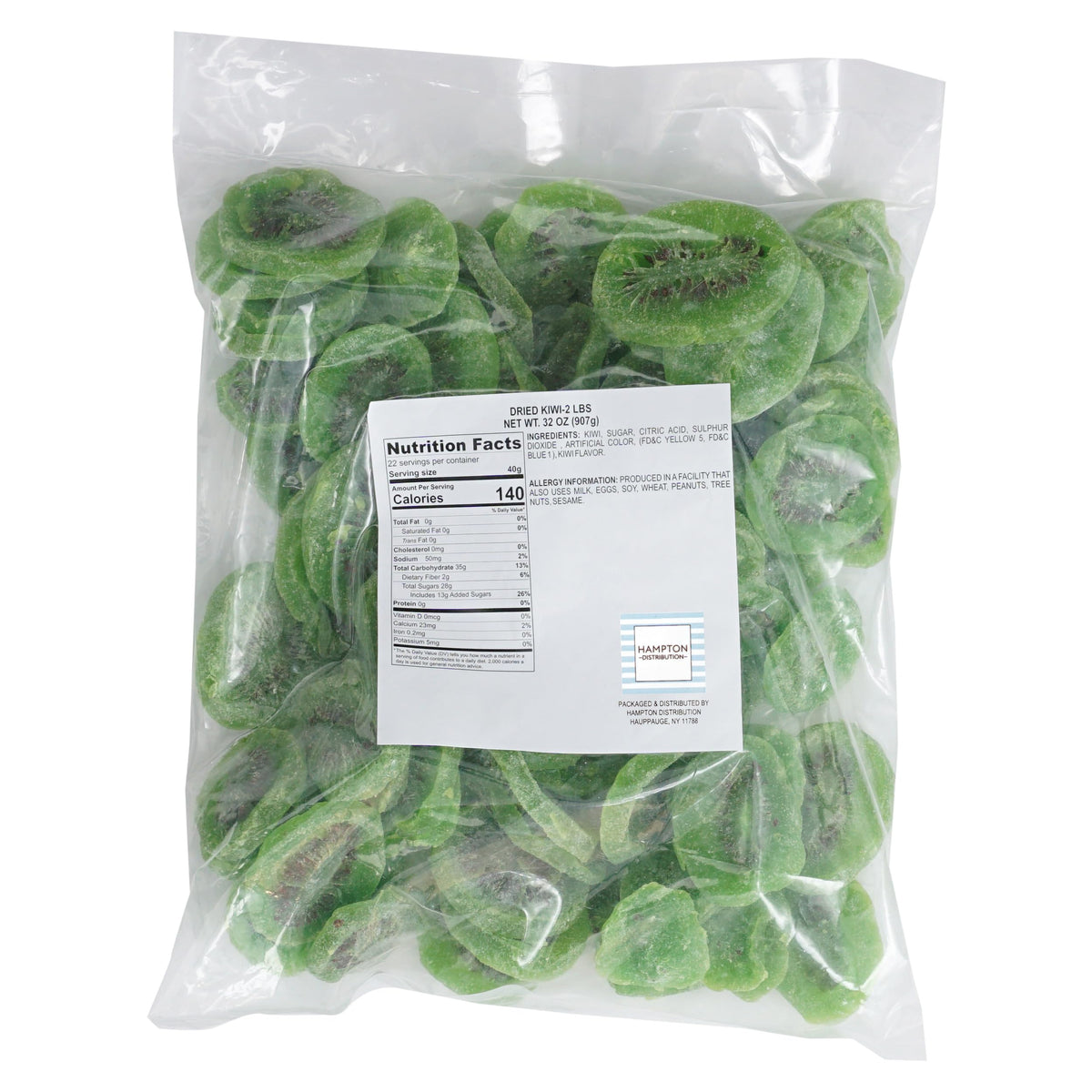 Dried Kiwi, 2 Pound Bag Dehydrated Fruit, Dried Fruit, The Hampton Popcorn & Candy Company
