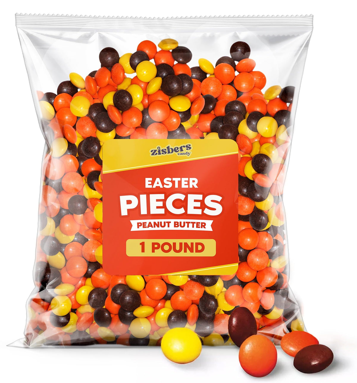 Peanut Butter Chocolate Candy Pieces Bulk 1 Pound Bag - Colorful Candy Coated Peanut Butter Bites - Easter Candy for Egg Hunts, Candy Bowls, Basket