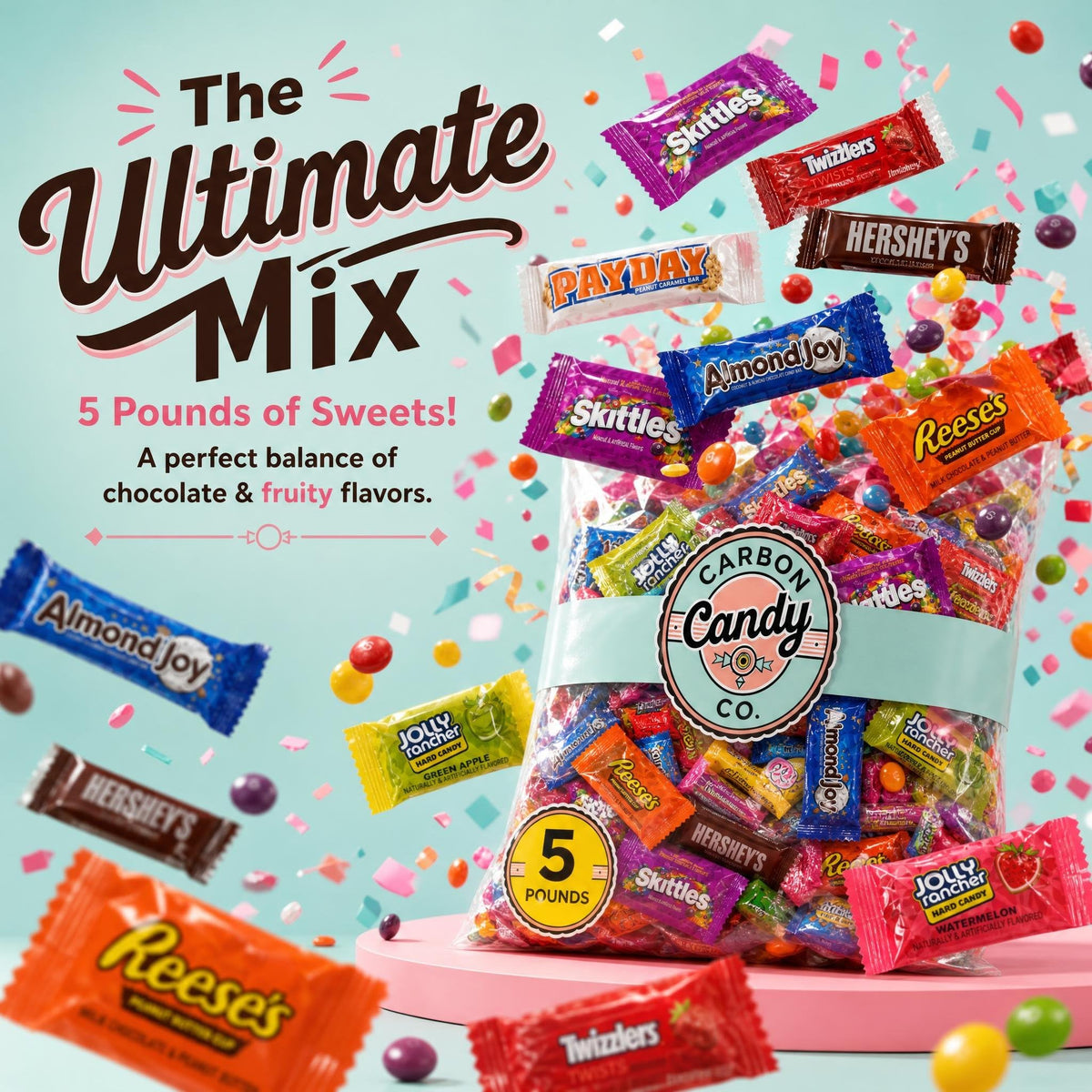 Bulk Pinata Candy & Chocolate Variety Pack, 5 Lb Individually Wrapped Mix