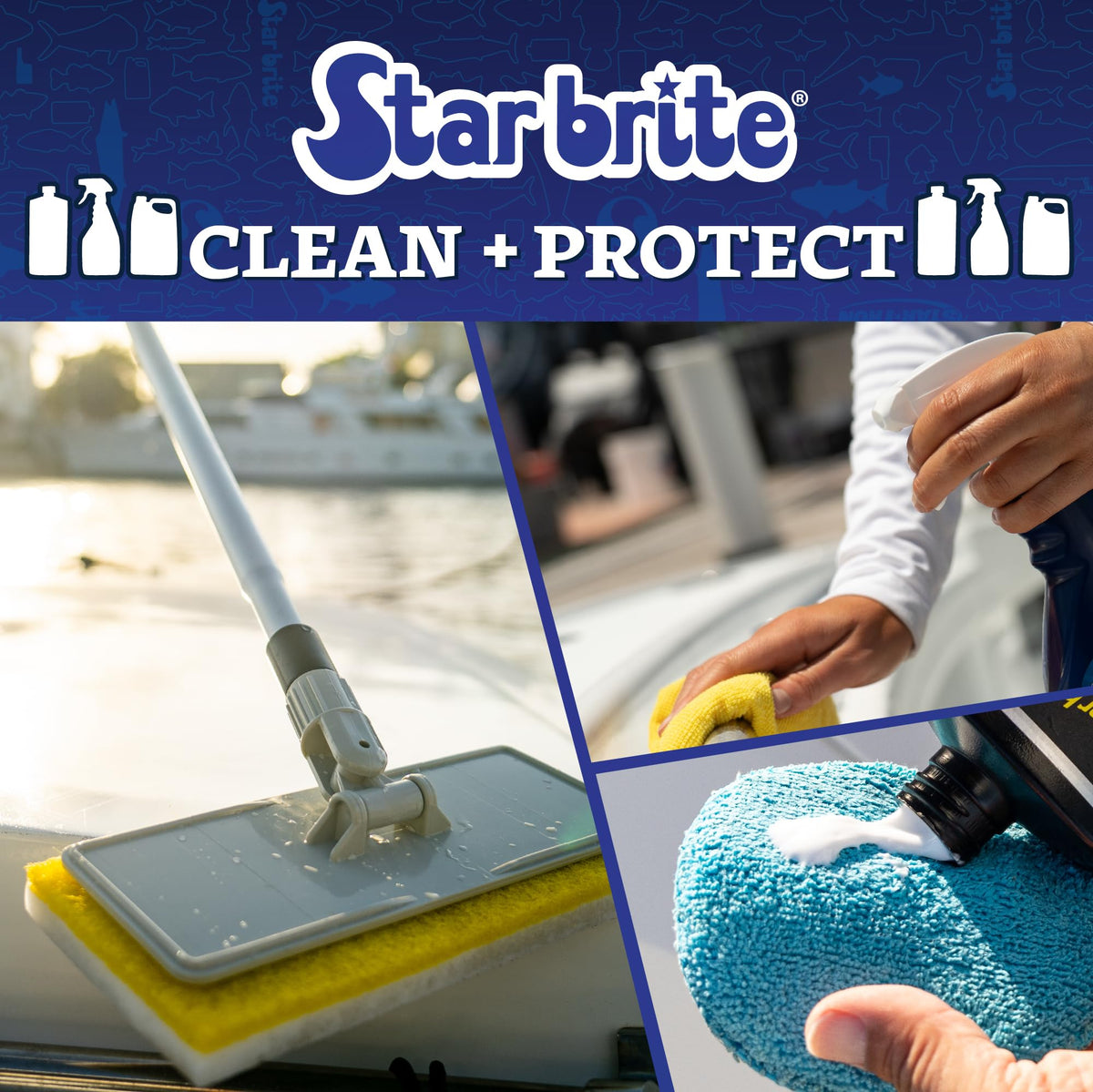 STAR BRITE Scrub Pad Kit - 3 Different Textured Scouring Pads & Interchangeable Handle (040023PW)