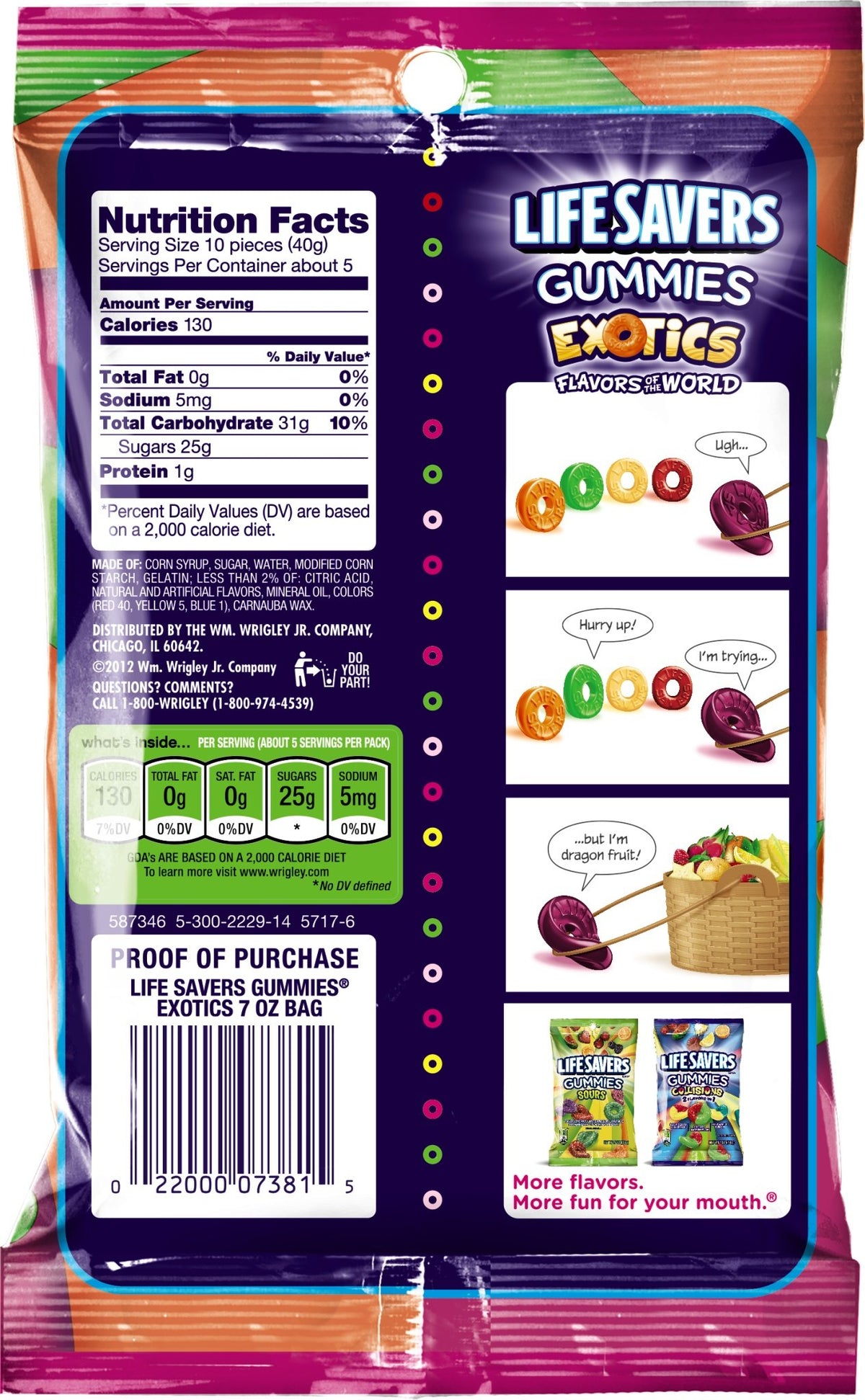 Life Savers Exotics Gummies Candy Bag, 7 ounce (12 Packs)