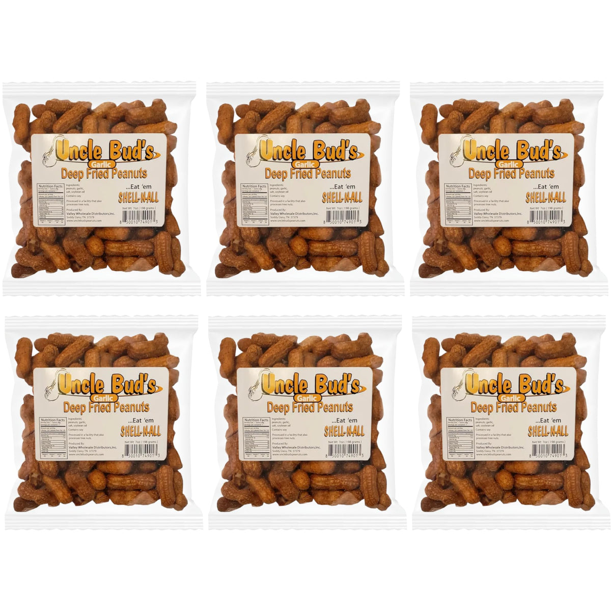 Deep Fried Peanuts -Eat em Shell & All! (Garlic) 6 PACK
