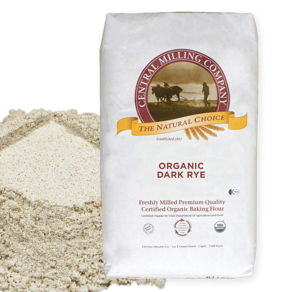 100% Organic Whole Dark Rye Flour - 25 lbs…