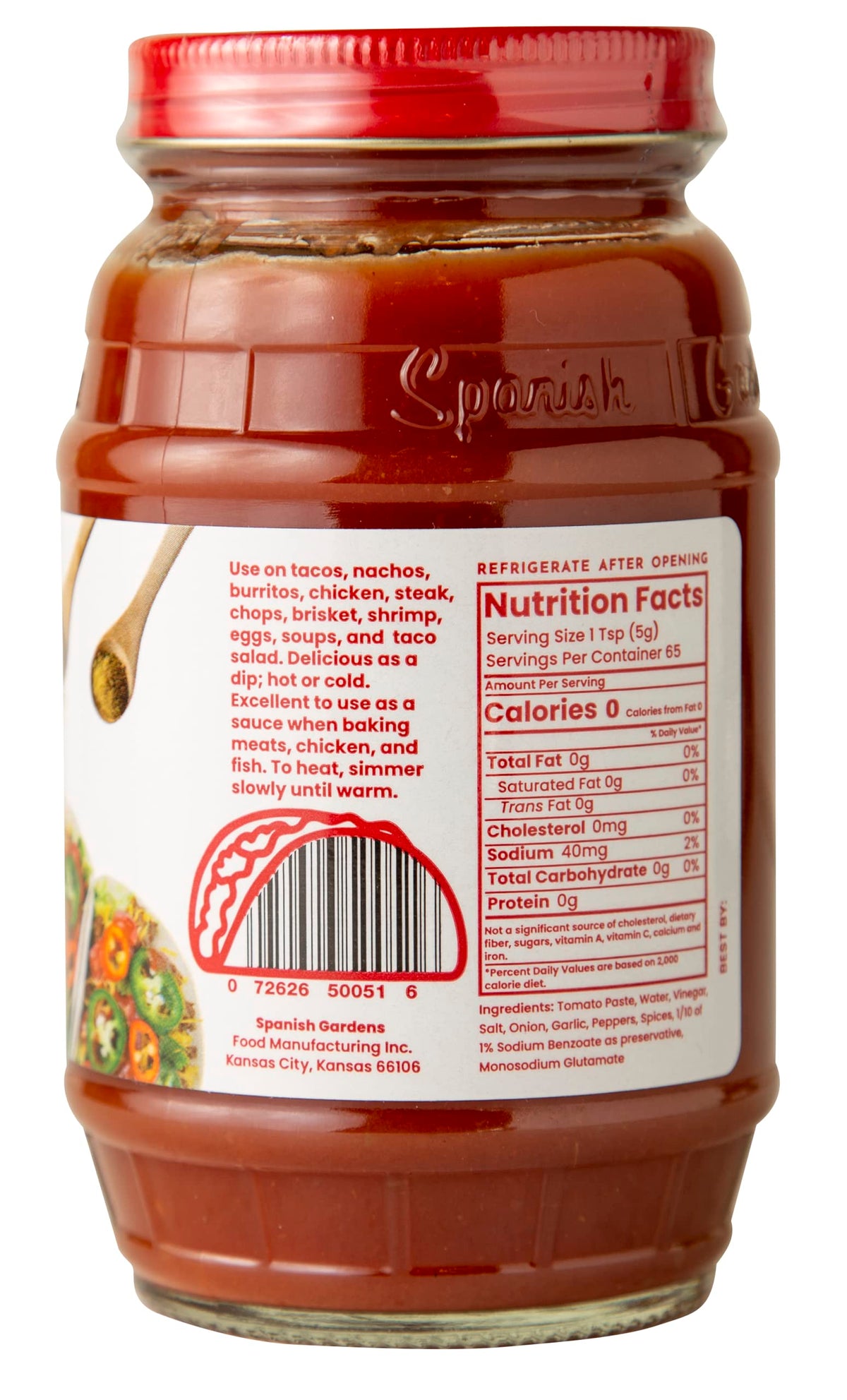 Spanish Gardens Taco Sauce (6 Pack) - Hot Taco Sauce for Authentic Mexican Food - Original Family Recipe, Spicy Sauce for Tex Mex Food (11.5 oz)