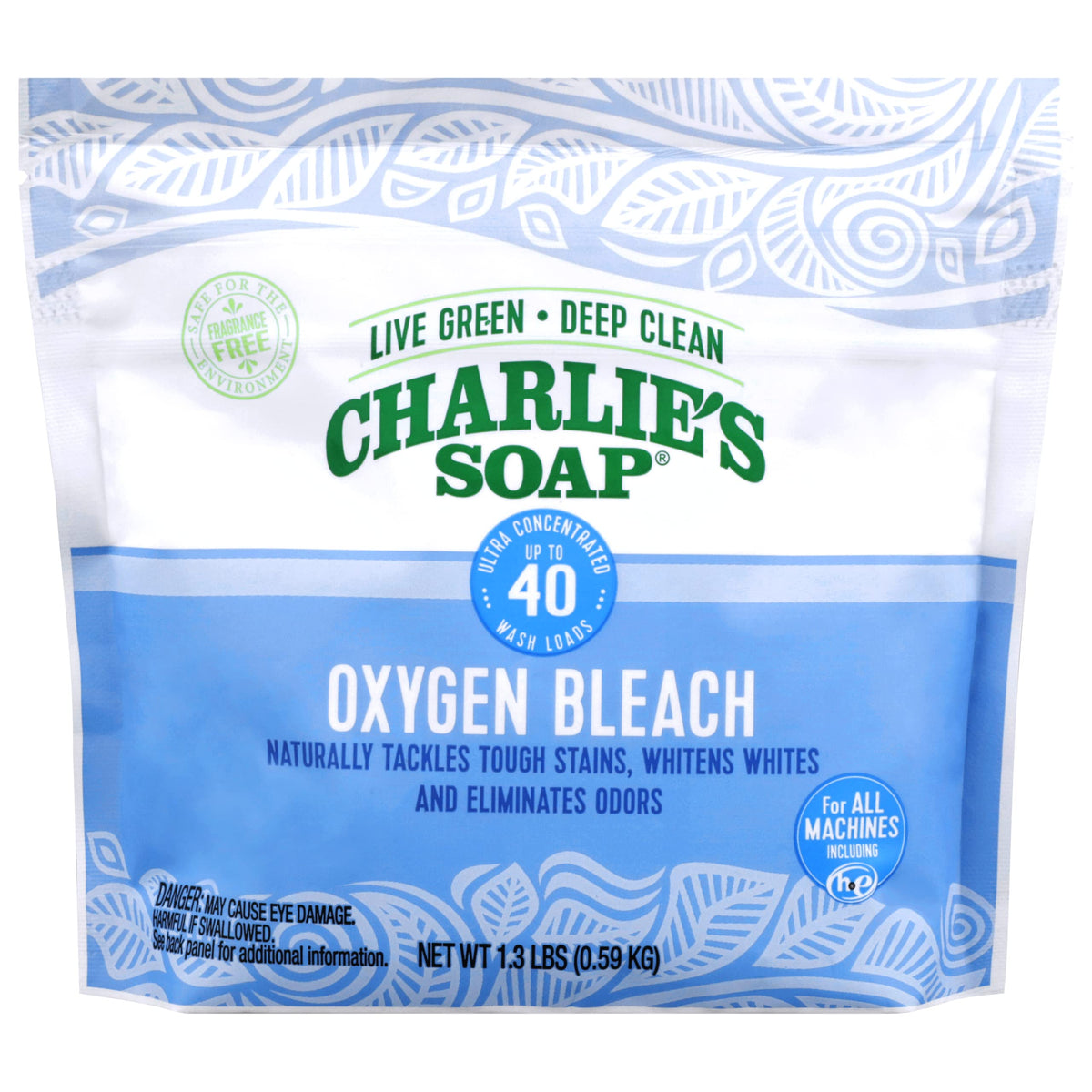 Charlie's Soap Oxygen Powered Bleach Powder, Color Bleach For Clothes, Safe Bleach for White Clothes, An Unscented Fragrance Free Non Chlorine Bleach