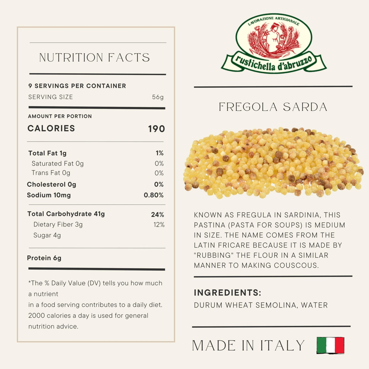 Rustichella D' Abruzzo Fregola Sarda 17.5 oz.