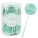 Aqua Light Blue Lollipops, 24 Pack, Blue Suckers, Blue Lollipops Individually Wrapped, Lollipop Suckers Bulk, The Hampton Popcorn & Candy Company