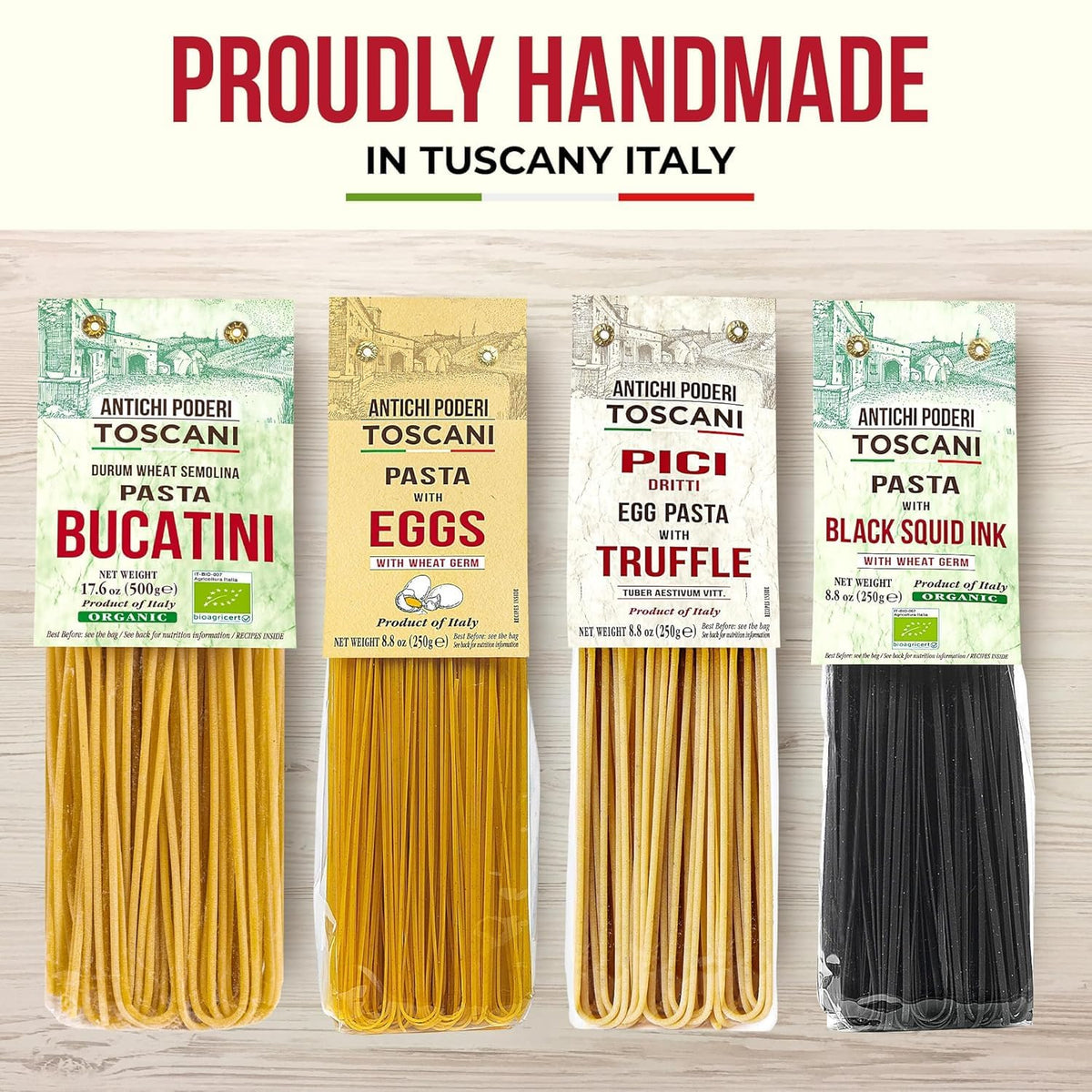 ANTICHI PODERI TOSCANI Handmade Organic Whole Wheat Pasta Linguine 17.6oz