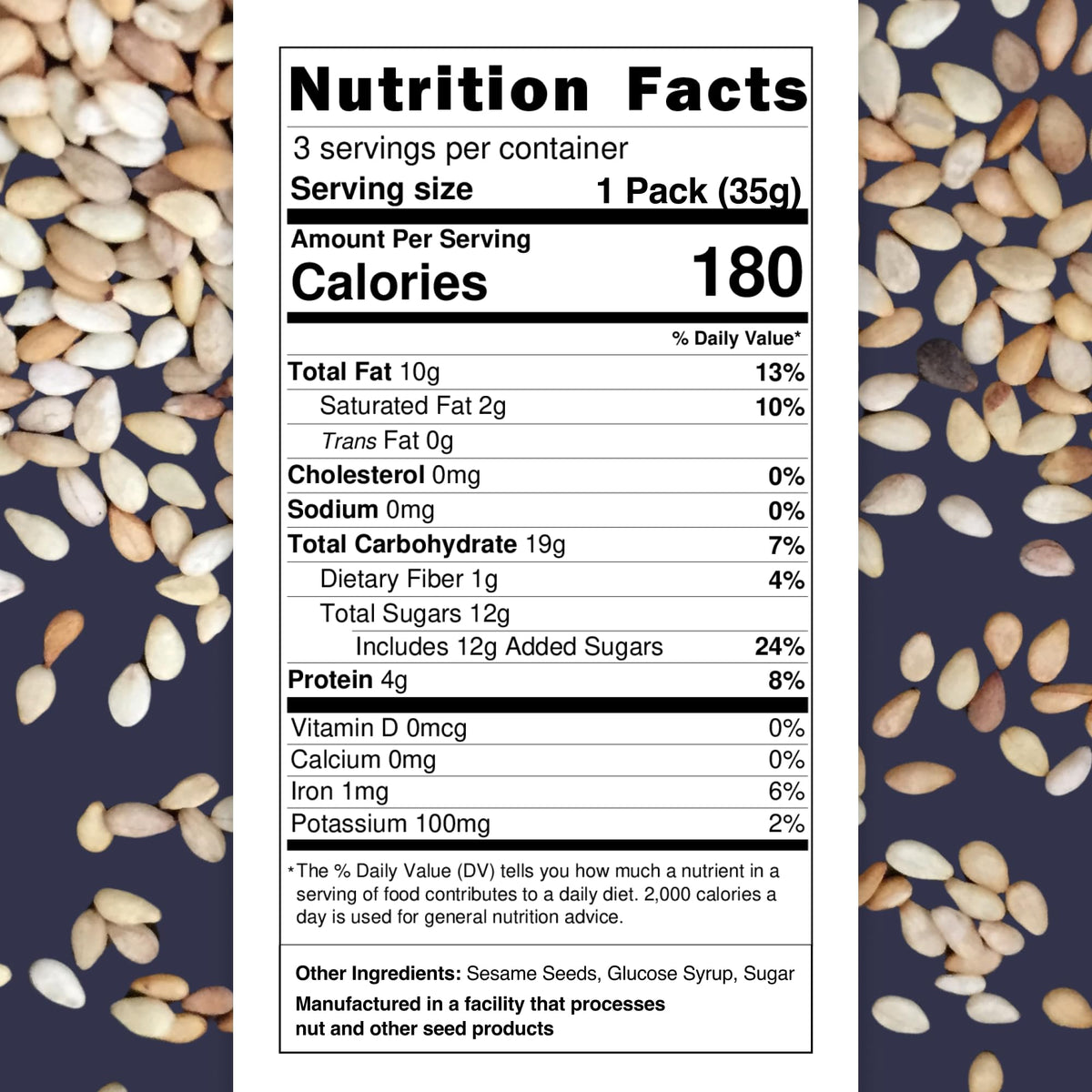 Loucks Original Sesame Snaps Candy Individually Wrapped 3-Pack (3 Bars, 4 Snap Pieces/Bar) Vegan, Gluten-Free, Cholesterol-Free, Kosher Sesame Seed