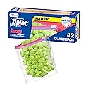 Ziploc Quart Food Storage Slider Bags, Power Shield Technology for More Durability, 42 Count
