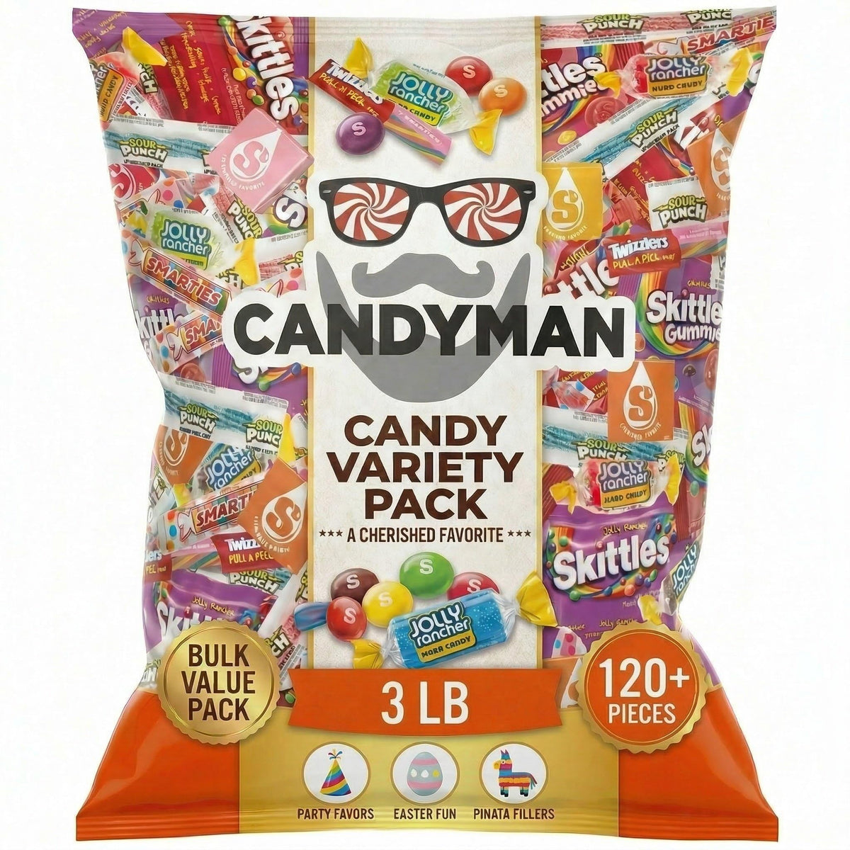 CANDYMAN Candy Variety Pack, 5 lb Bulk Candy, Individually Wrapped
