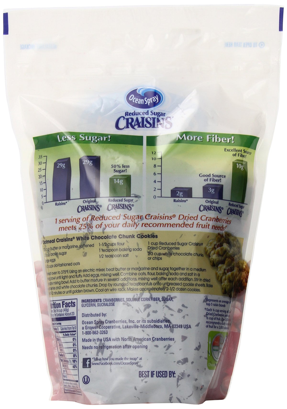 Ocean Spray Reduced Sugar Craisins, 43 oz