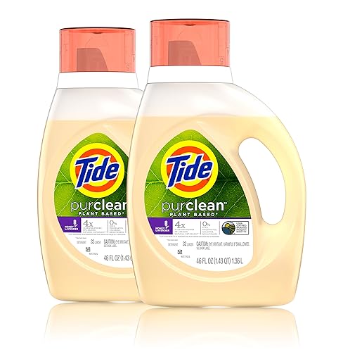 Tide purclean Liquid Laundry Detergent, Honey Lavender, Pack of 2, 46 fl oz each, 75% plant-based