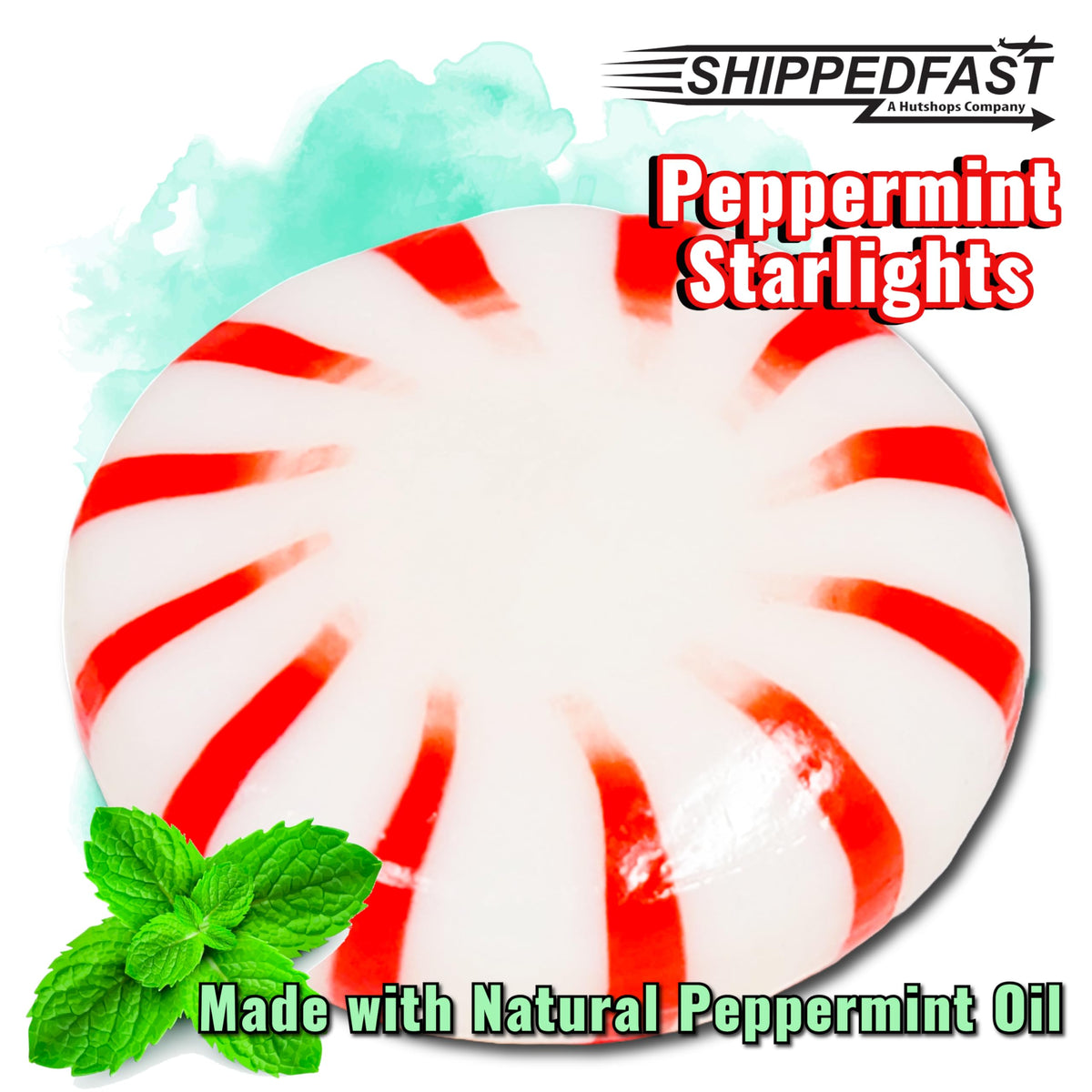 ShippedFast Peppermint Starlights Hard Candies, Real Peppermint Oil Infused Candy Mints, 2 Pound Bag