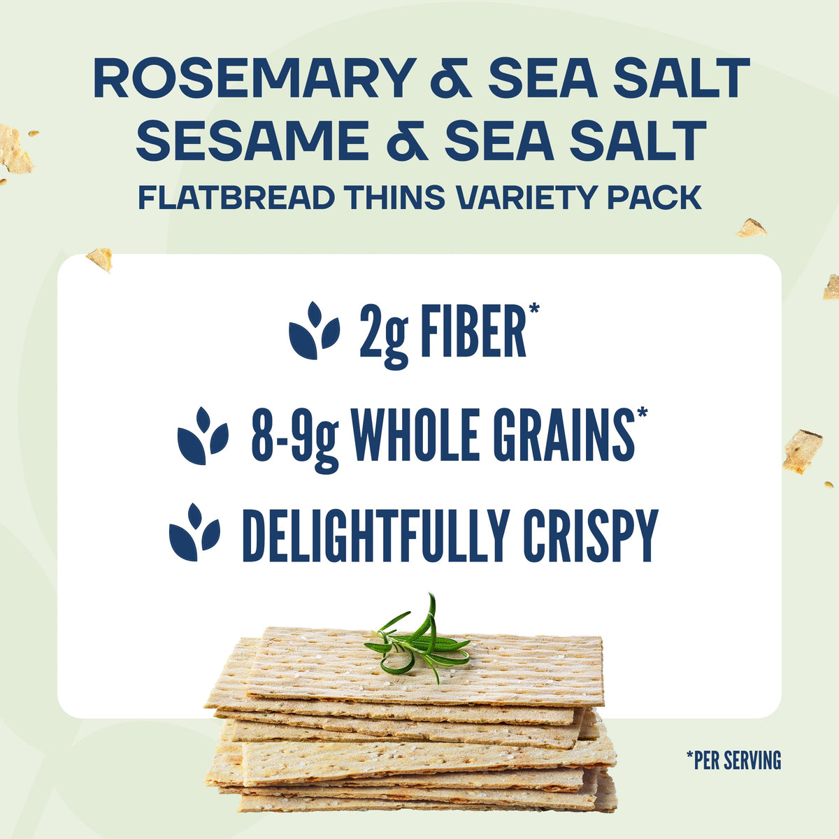Wasa Flatbread Thins Variety Pack (Pack of 4), Rosemary & Sea Salt and Sesame & Sea Salt, Crackers, Non-GMO Ingredients