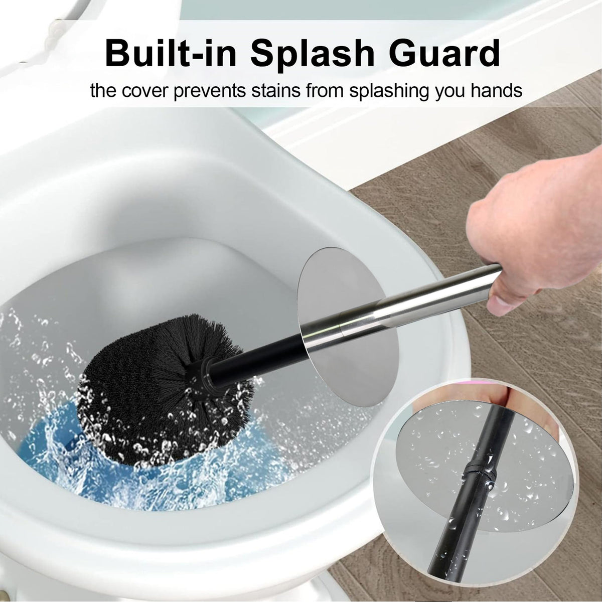 Indecor Home Matte Black Ribbed Design Resin Toilet Bowl Holder and Brush Set, Durable Bathroom Cleaning Tool with Ergonomic Handle and Efficient