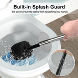 Indecor Home Matte Black Ribbed Design Resin Toilet Bowl Holder and Brush Set, Durable Bathroom Cleaning Tool with Ergonomic Handle and Efficient