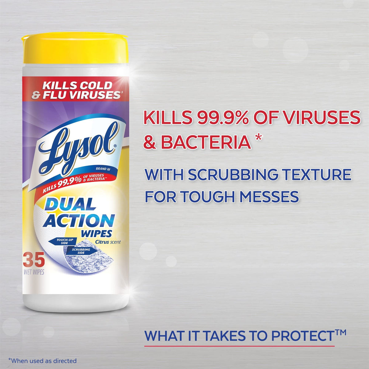 Lysol Dual Action Disinfecting Wipes, Citrus, 35 ct (Pack of 2)