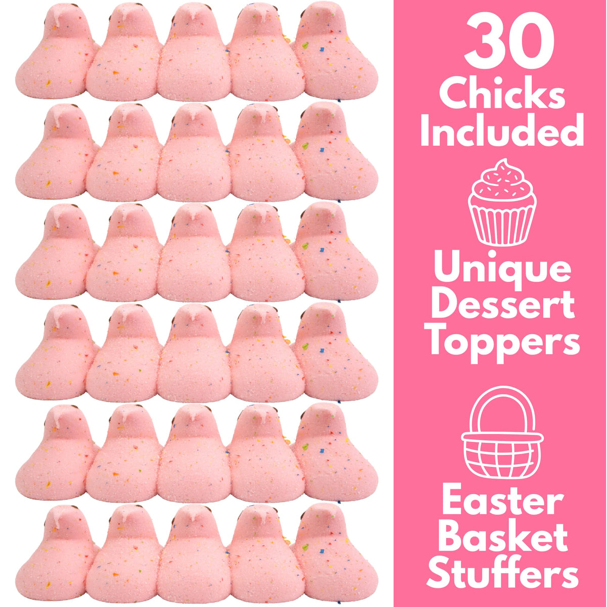 Strawberry Pop Tart Peeps, Dessert Pastry Flavored Marshmallows, Easter Basket Stuffer Candy, 10 Count Boxes (Pack of 3)