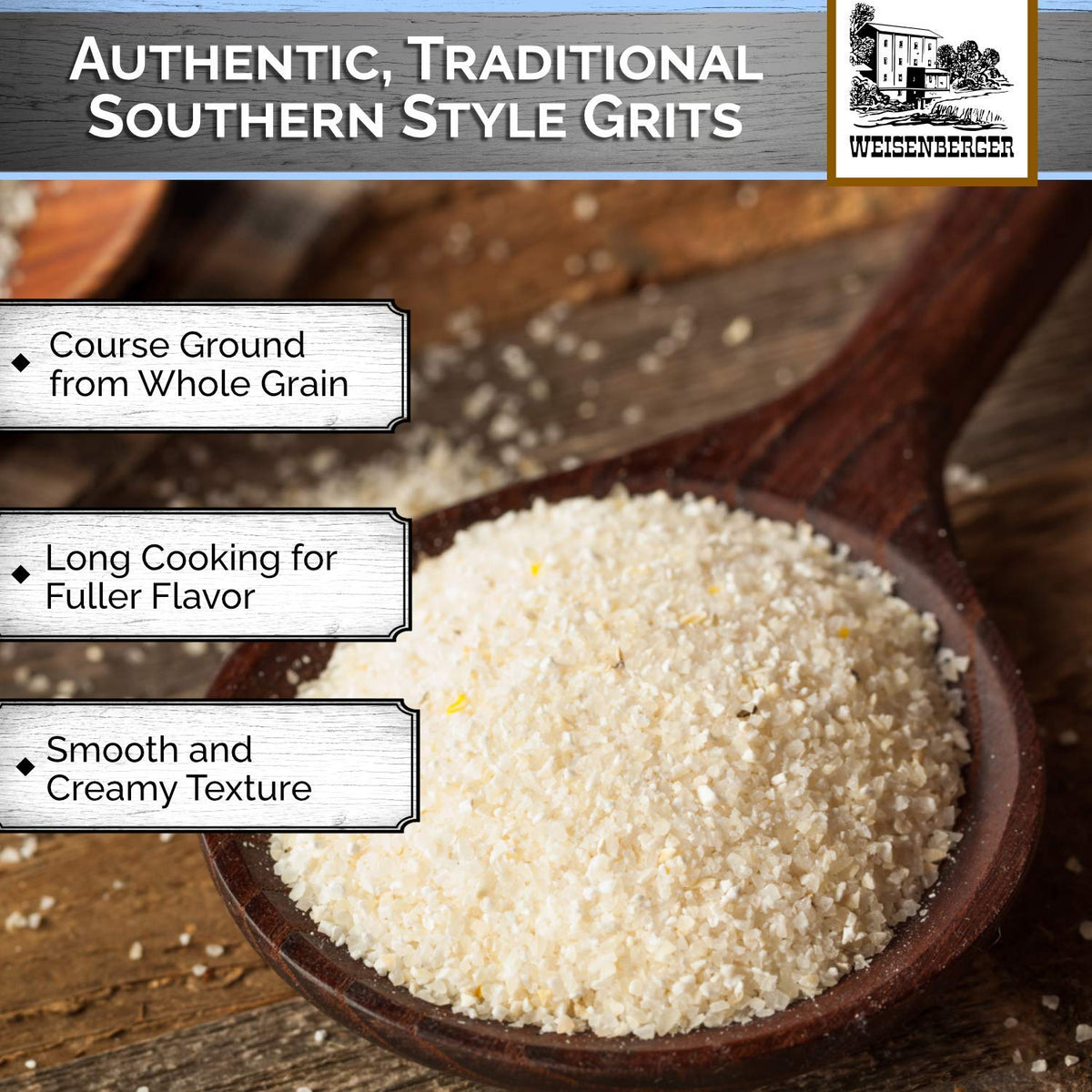 Weisenberger Stone Ground White Grits, 2 lb - 2 Pack