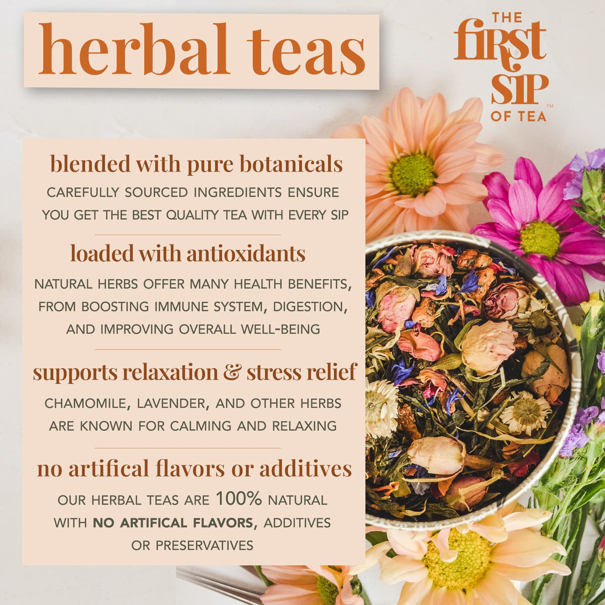 Spirit Tea, Herbal Tea Bags, Chamomile, Lavender, Rose, Cloves, Caffeine-Free, Calming Stress Relief & Health Support Evening Tea - 16 Cups | The