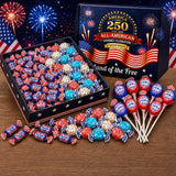 Gift Box Garden | America 250th Candy Variety Box | Red, White & Blue Midgees, Salt Water Taffy & Blow Pops | Assorted Candy Gift Box for Independence