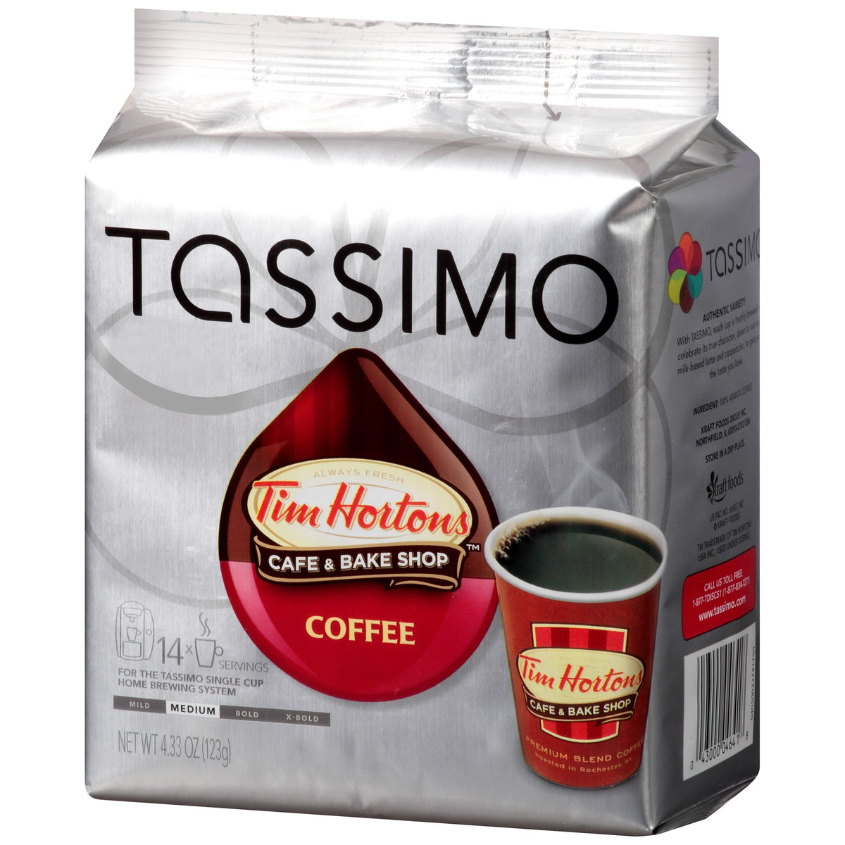 Tassimo Tim Hortons Cafe & Bake Shop Medium Roast Coffee T-Discs for Tassimo Single Cup Home Brewing Systems (14 ct Pack)