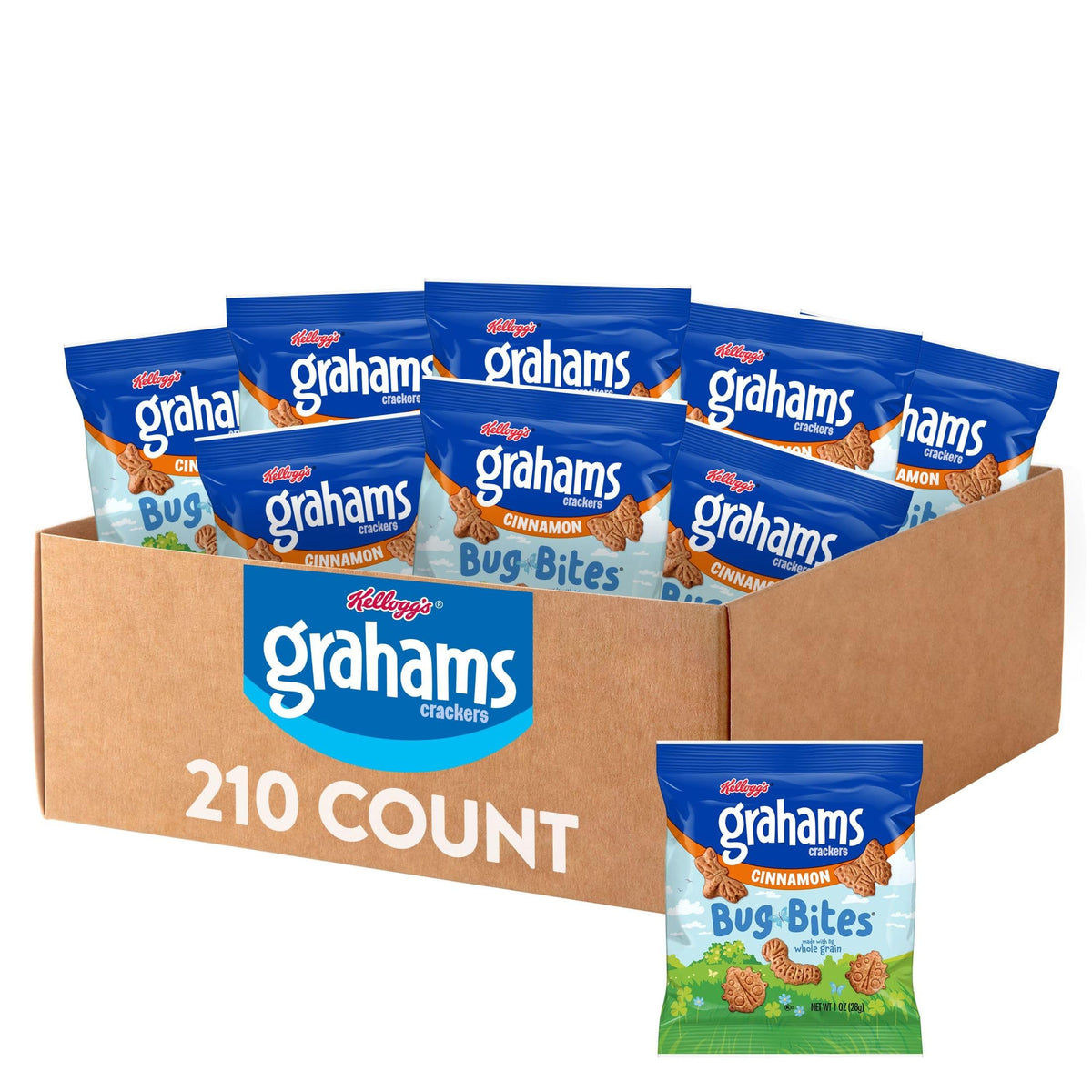 Kellogg's Bug Bites Grahams Crackers, Cinnamon, 1oz (210 Count)