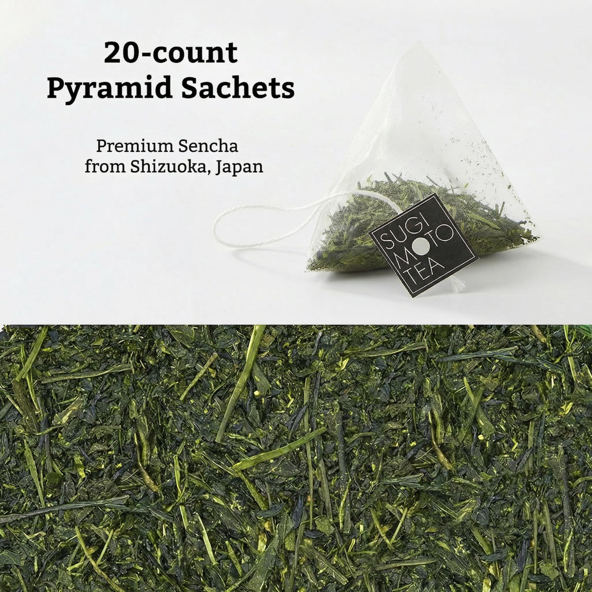 SUGIMOTO TEA Japanese Green Tea Sencha Fukamushi Tea Bags 20 Count