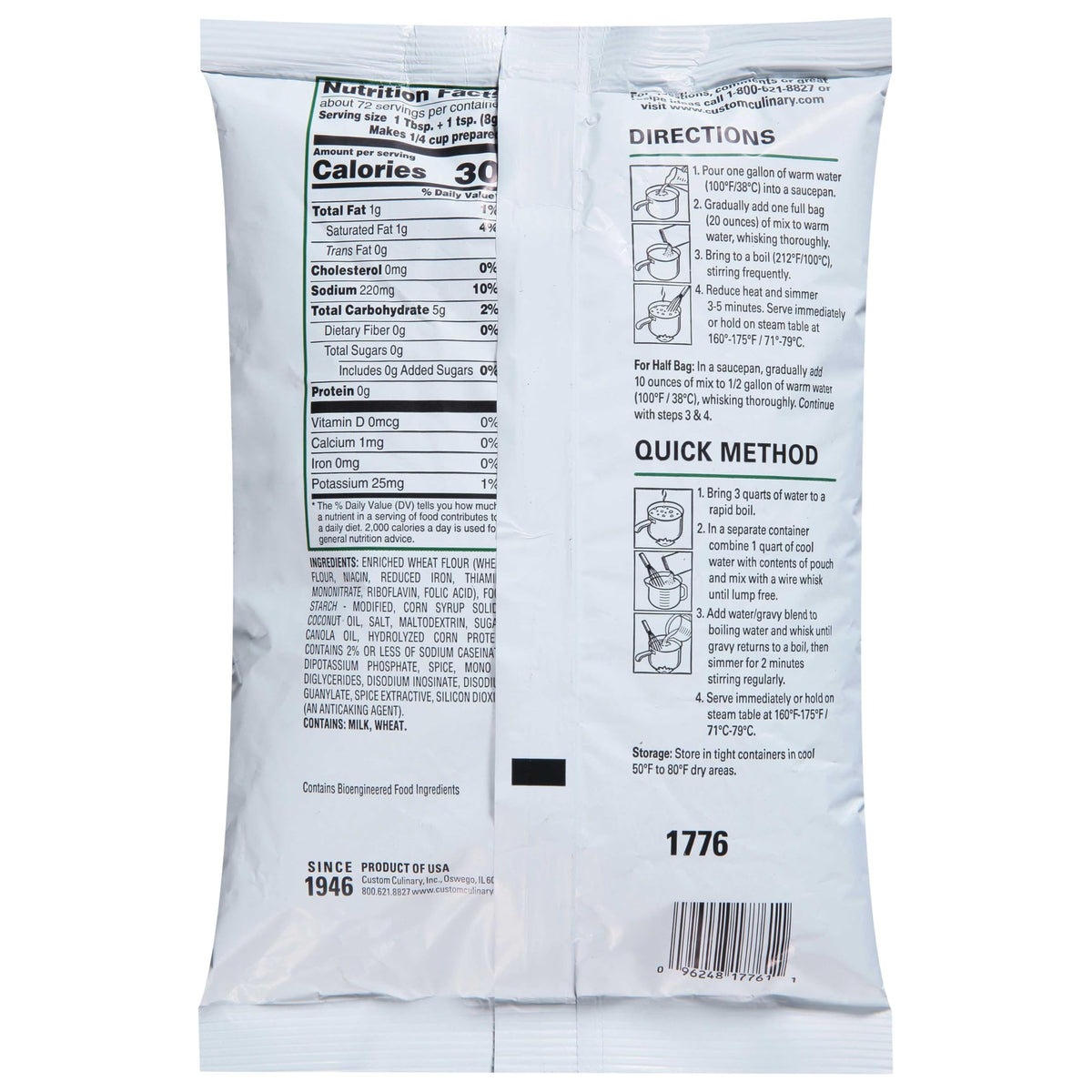 Custom Culinary PanRoast Country Gravy Mix, 20 Ounce -- 6 per case.