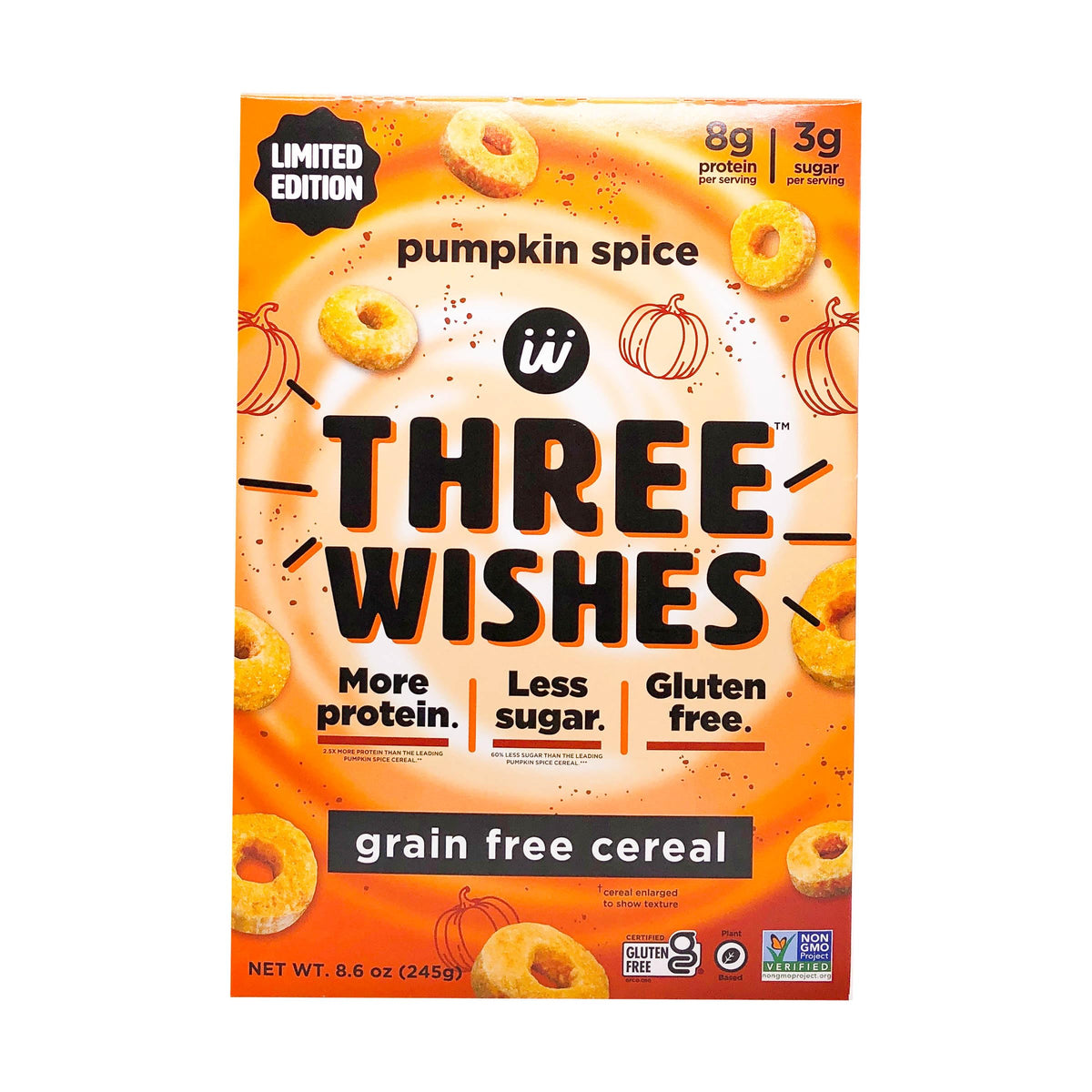 Three Wishes Cereal Pumpkin Spice Grain Free Cereal, 8.6 OZ
