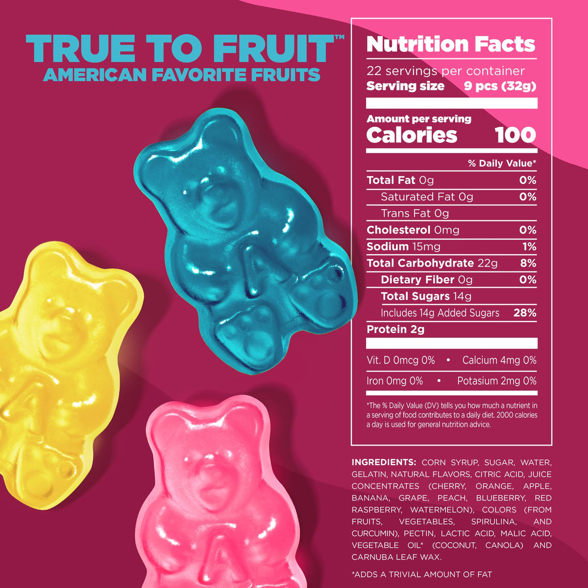 Albanese World's Best True to Fruit American Favorite Fruits Gummies | 25oz Bag of Candy | 10 Natural Flavors and Colors, Soft Gummy Bears | Tastes