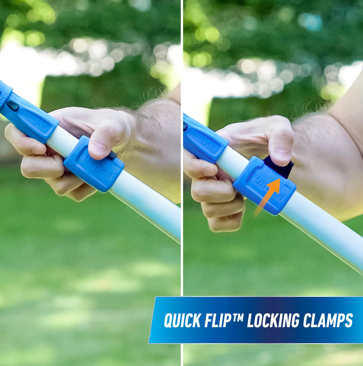 Unger Professional Connect and Clean 18” Grip Swivel Window, Glass Squeegee, and 8’ Pole, 180-Degree Pivoting Handle with Lock, Cleaning Supplies