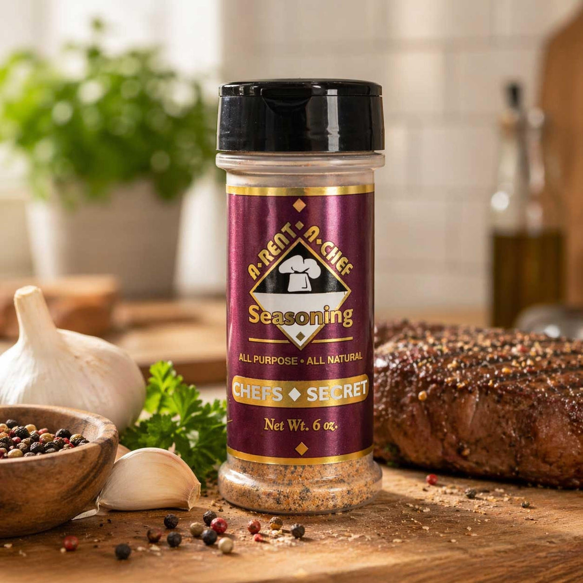 All Purpose Gluten Free Seasoning - 3 pack of 6 oz - A-Rent-A-Chef All Natural - Made in the USA - Made in Nebraska - MSG Free - All Natural Food