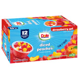 Dole Fruit Bowls Peaches in Strawberry Flavored Gel Snacks, 4.3oz 12 Total Cups, Gluten & Dairy Free, Bulk Lunch Snacks for Kids & Adults