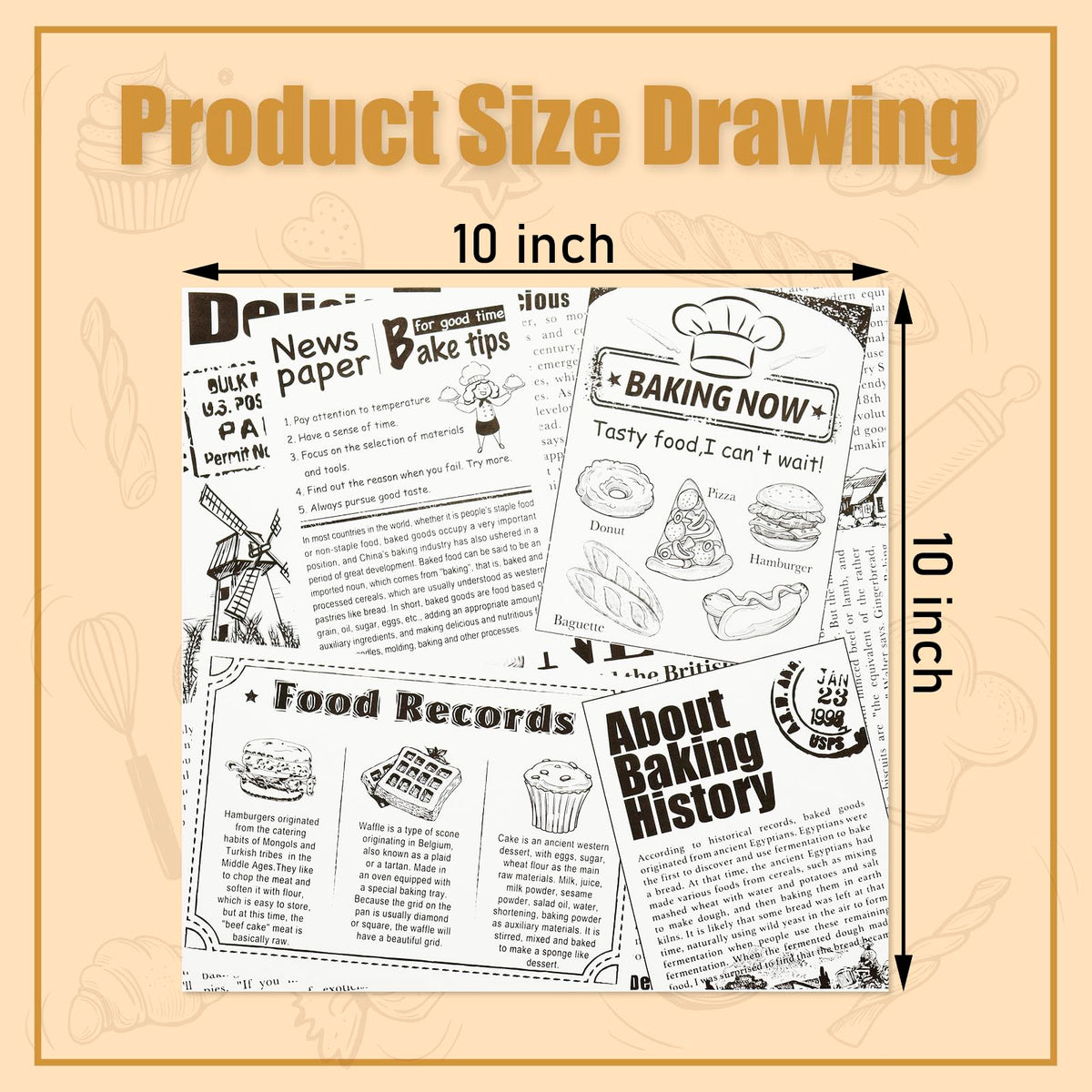 Premium Deli Paper 10"x10"- 200 Pk - Sandwich Wrapping Greaseproof Paper Sheets, Bread/Rolls Deli Paper Liners, Baskets Lining Wrappers for Fish