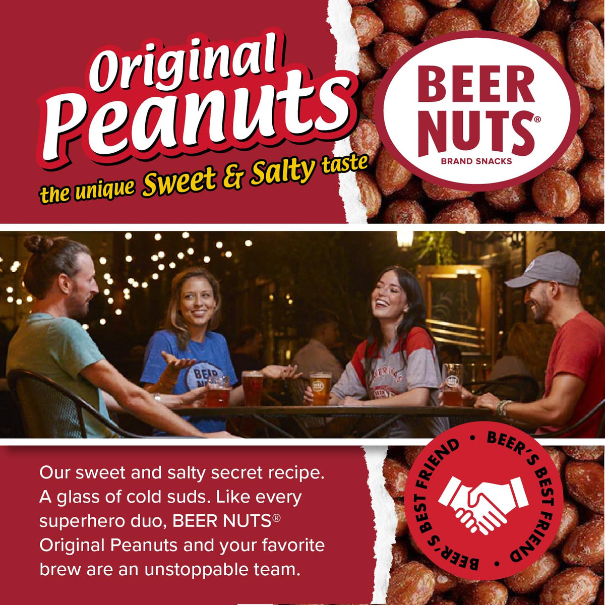 BEER NUTS | Original Sweet and Salty Peanuts. 41 oz. Jar