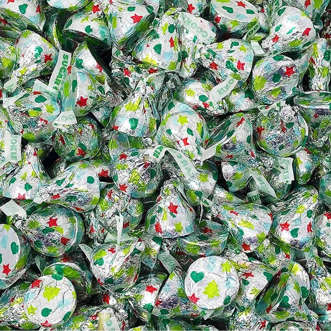 Hershe,y Kisses Sugar Cookie Chocolate Candy 60 Count Bulk Bag Individually Wrapped Creamy Chocolate Treats for Holiday Parties, Candy Dishes, Baking